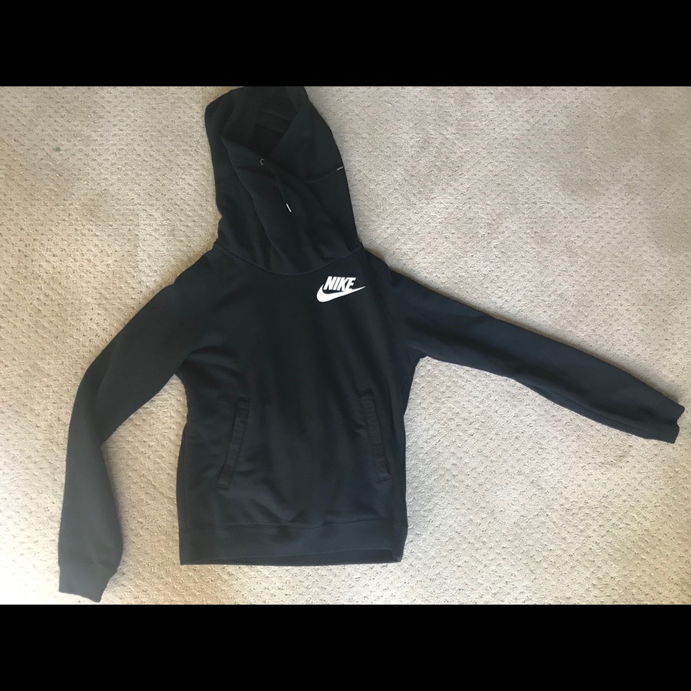 NIKE CRISSCROSS HOODIE SWEATSHIRT BLACK WOMENS S